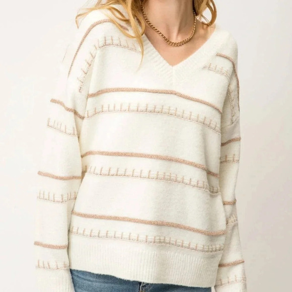 Women’s white and rose gold sweater - Picture 1 of 11